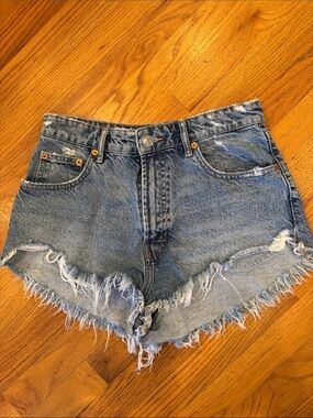 Zara High Waisted Rigid Jean Shorts
